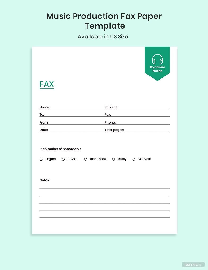 Free Music Production Fax Paper Template