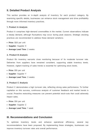 Free Professional Product Inventory Report Template to Edit Online