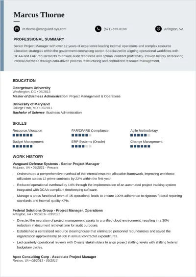 Free Internal ATS Resume for Contracting Companies Template