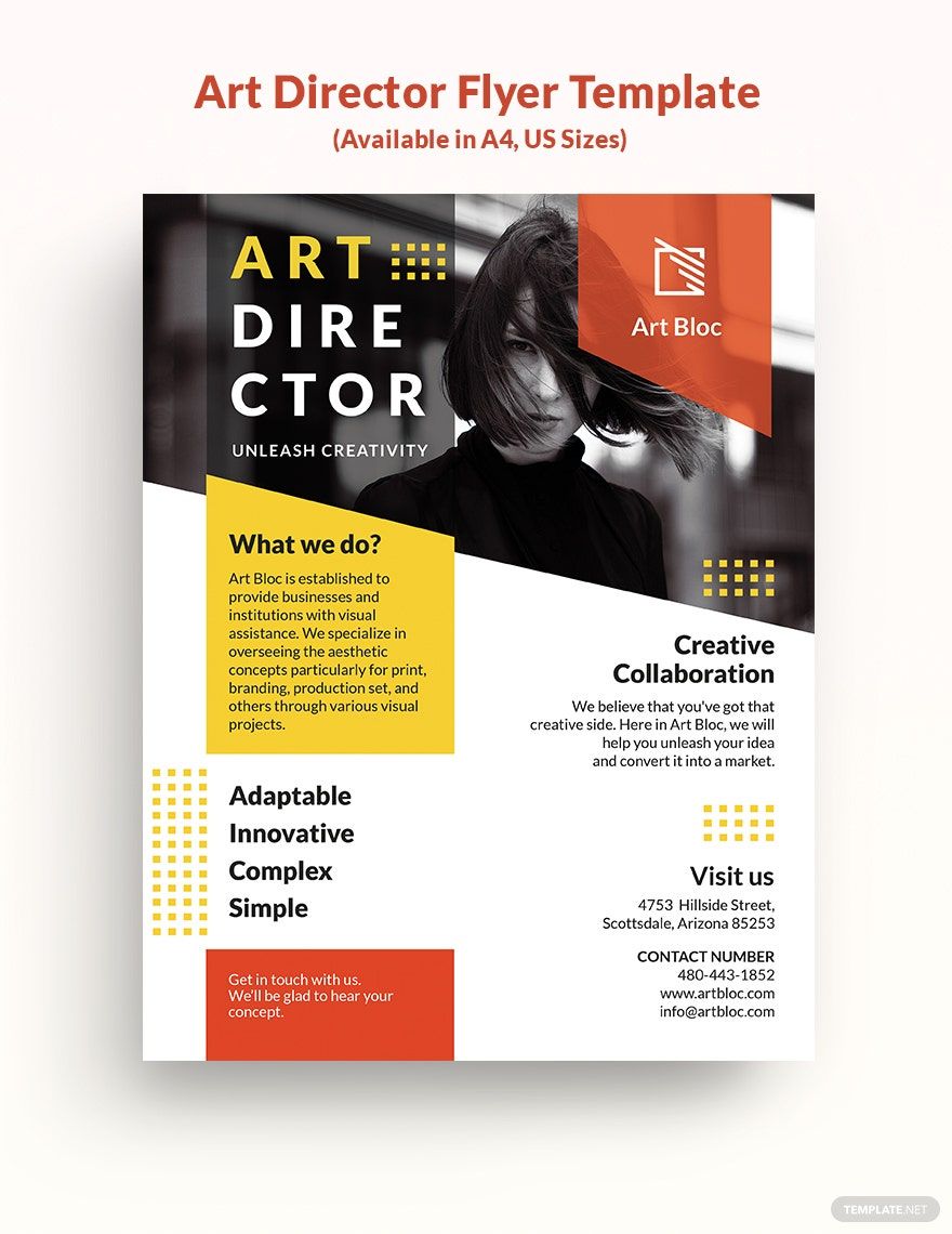 Art Director Flyer Template in Word, Illustrator, PSD, Apple Pages, Publisher, InDesign