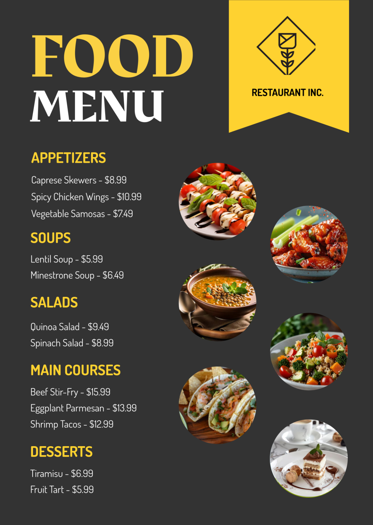 Food Menu Design Template - Edit Online & Download