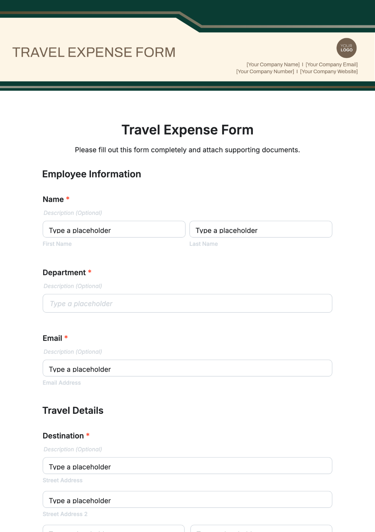 Travel Expense Form Template - Edit Online & Download