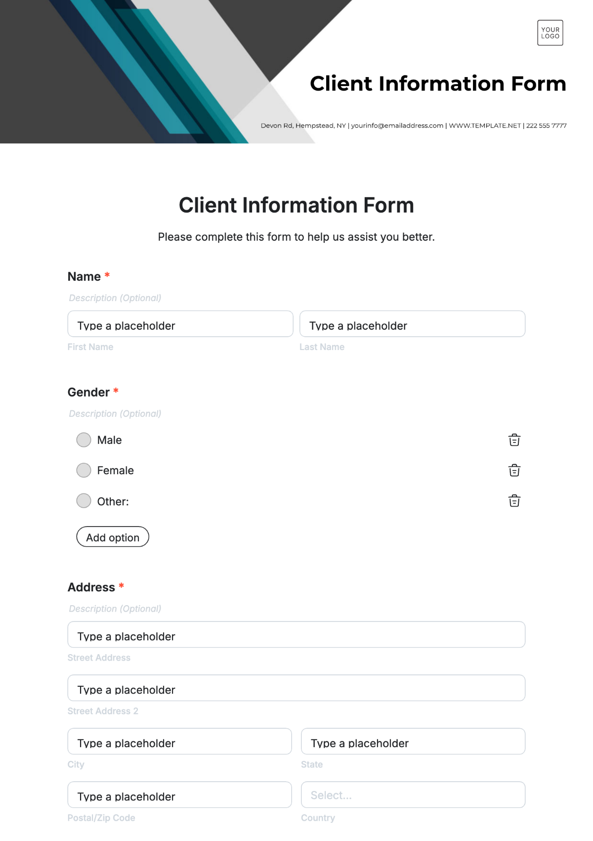 Client Information Form Template - Edit Online & Download