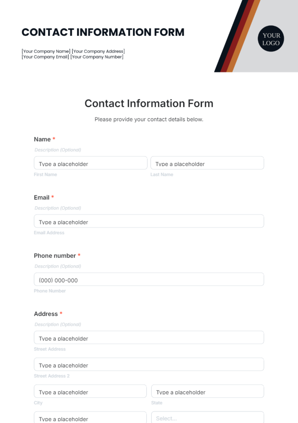 Contact Information Form Template - Edit Online & Download