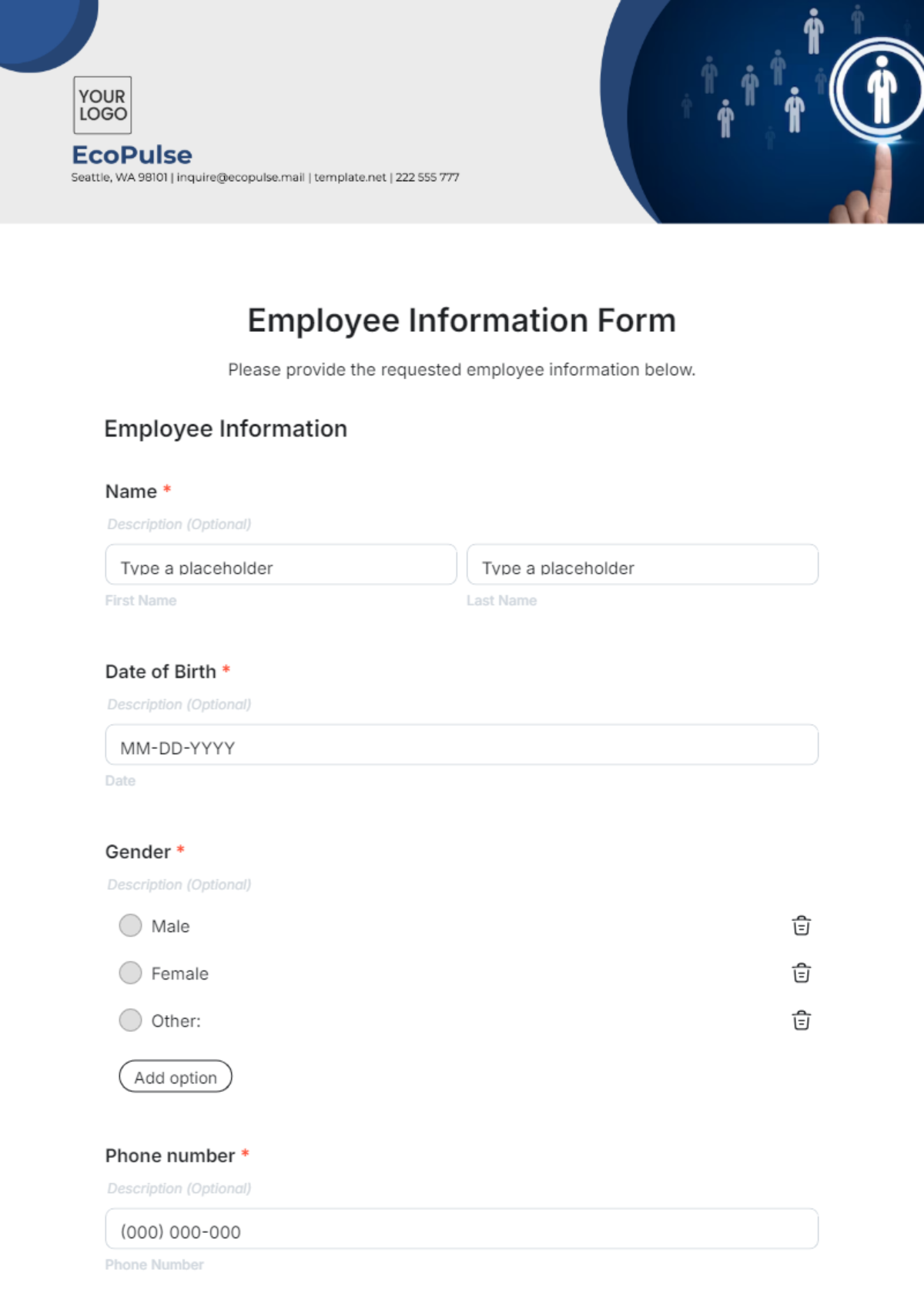 Employee Information Form Template - Edit Online & Download