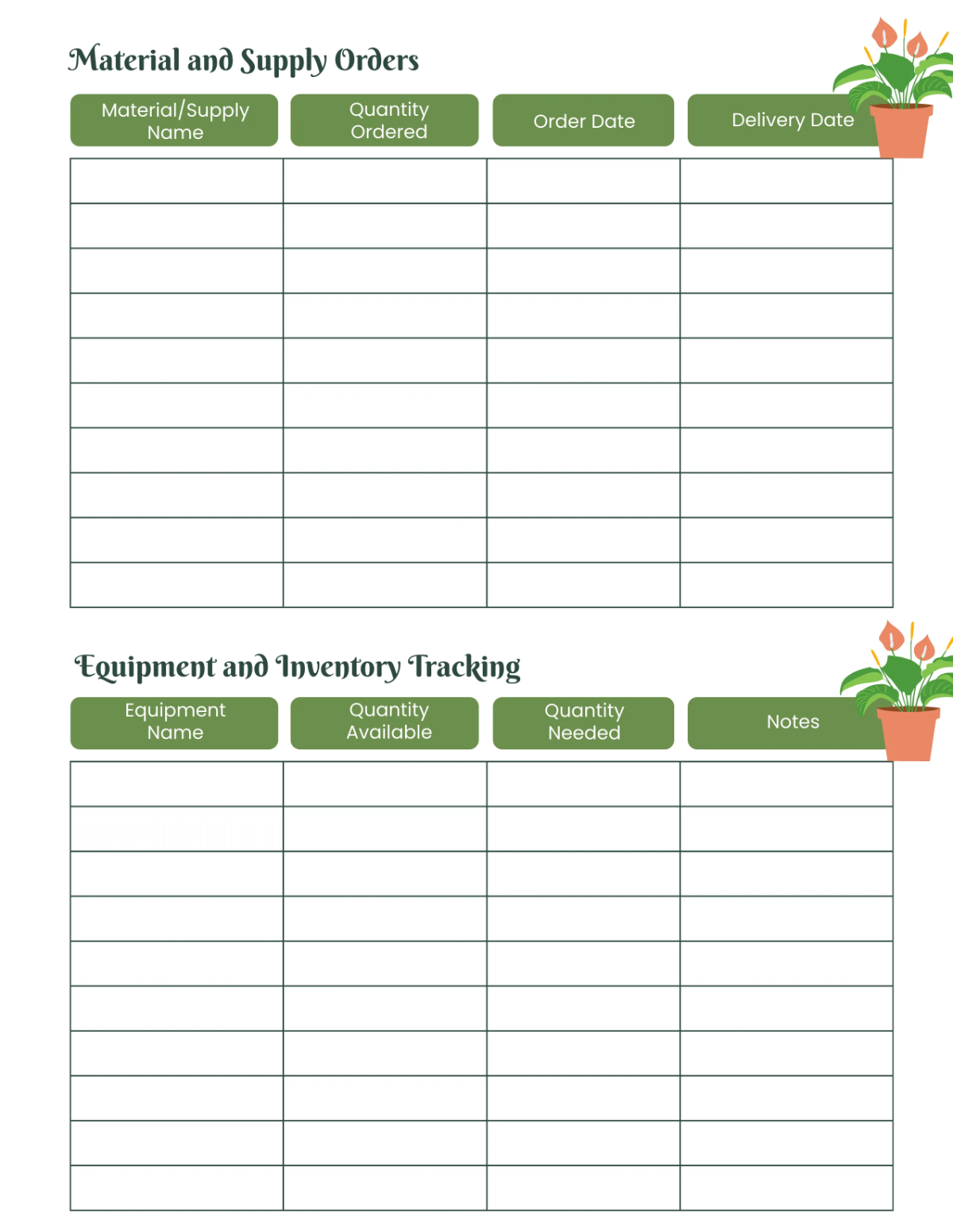 Free Landscaping Planner Template to Edit Online