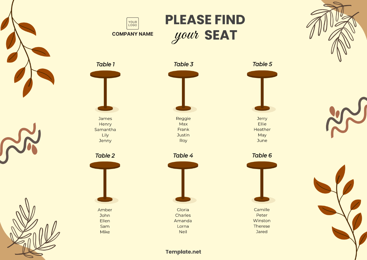 Wedding Planner Seating Chart Template - Download | Template.net