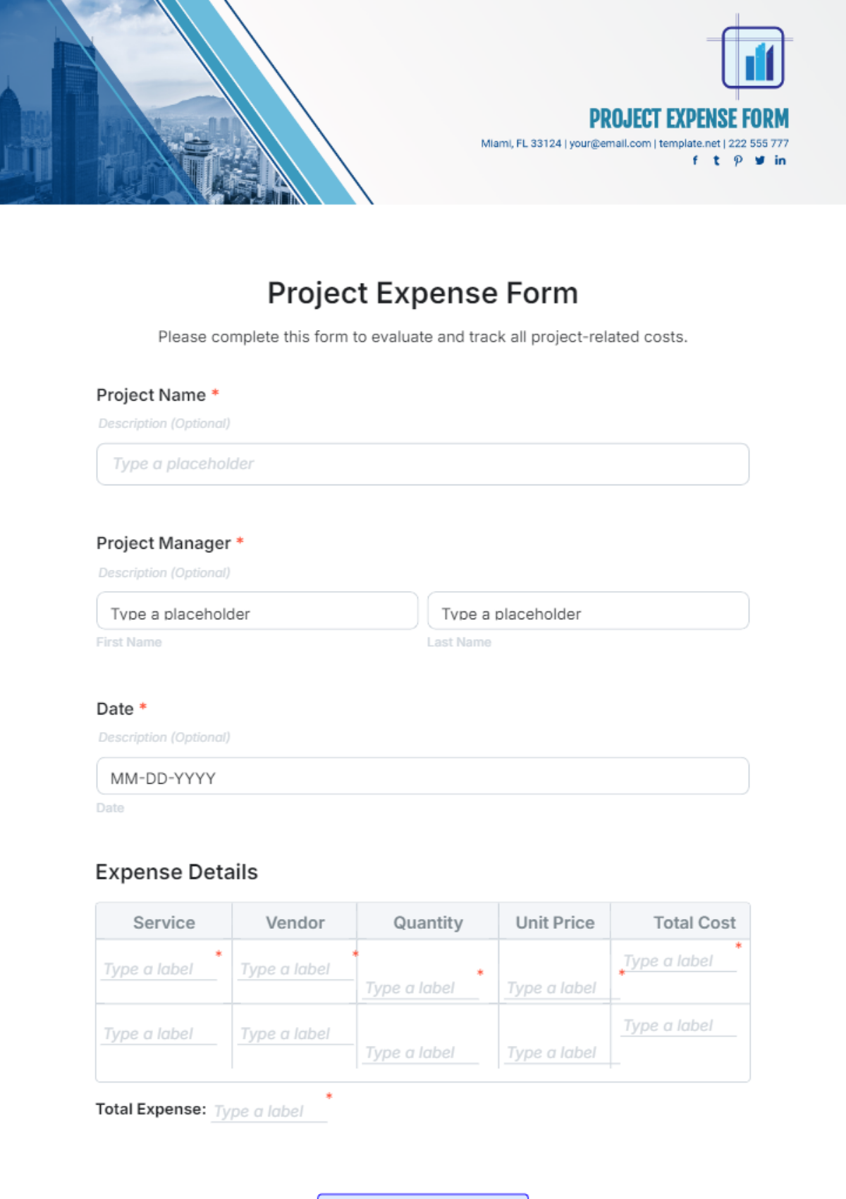 Project Expense Form Template - Edit Online & Download