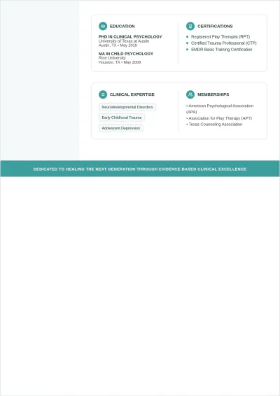 Free Simple Child Therapist ATS Resume Template, AI Resume Builder