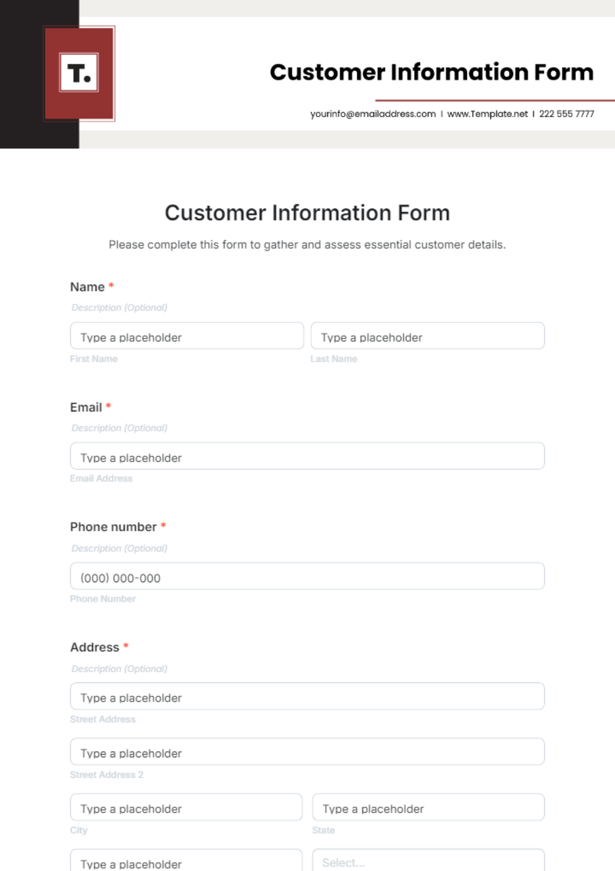 Customer Information Form Template - Edit Online & Download