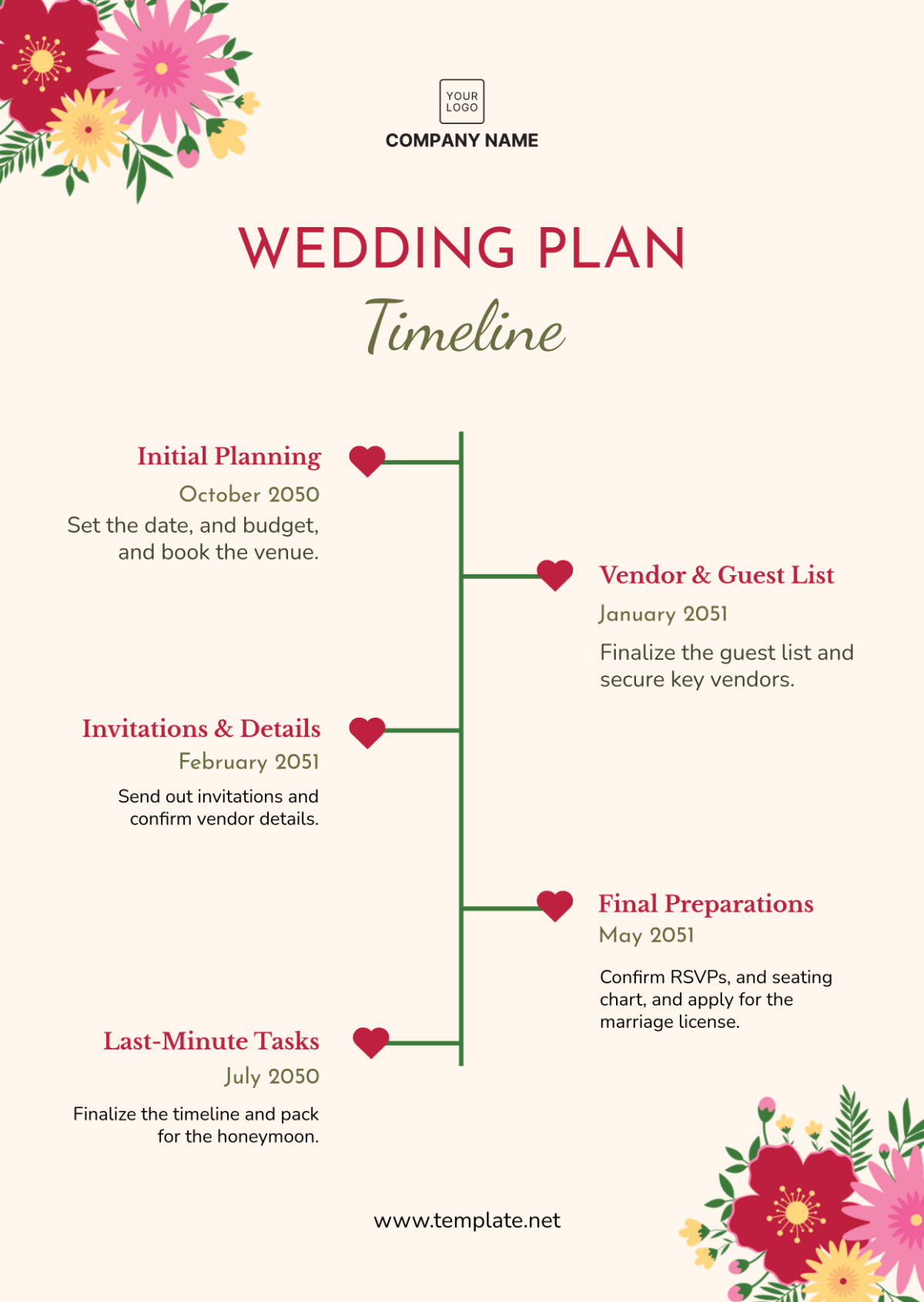 Wedding Planner Timeline Template - Edit Online & Download