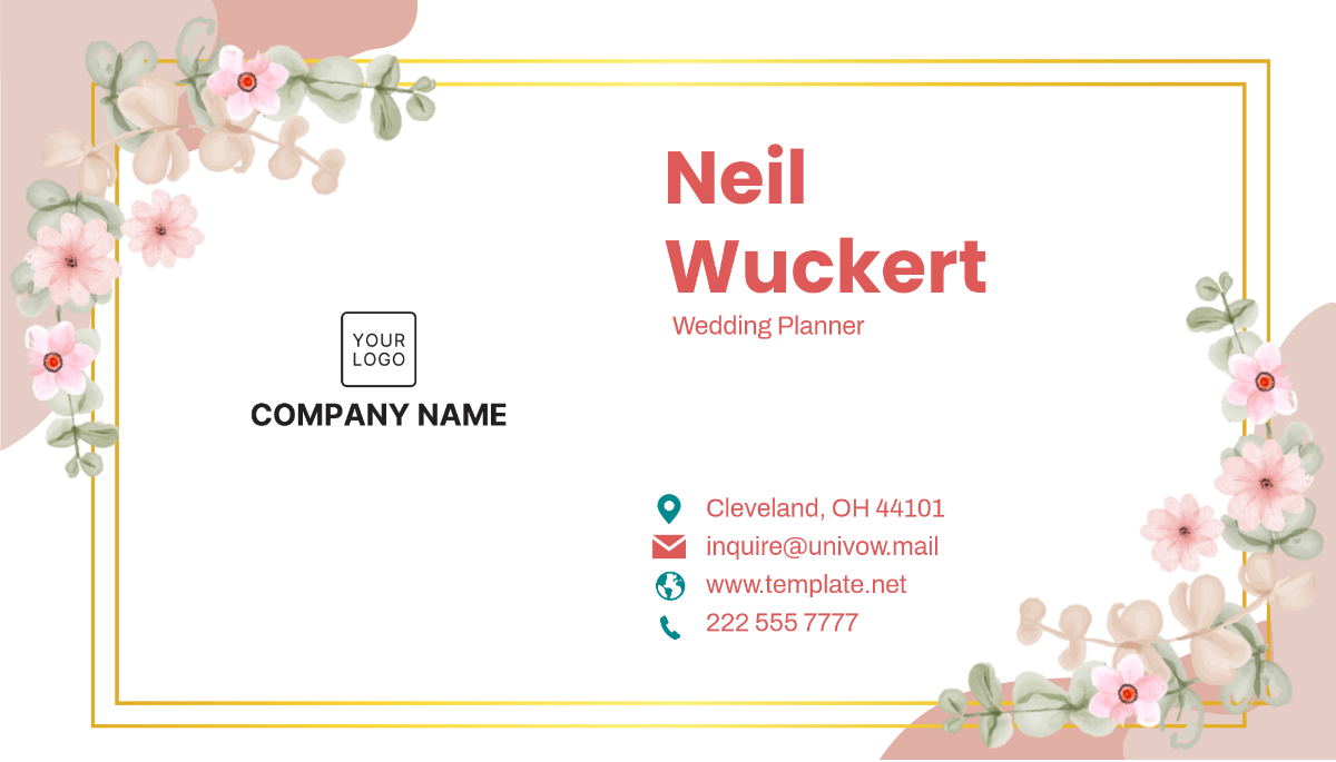 Wedding Planner Business Card Template - Edit Online & Download