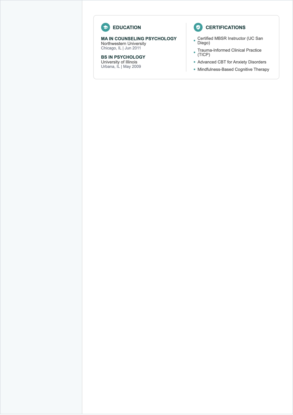 Free Stress Therapist ATS Resume Template, AI Resume Builder