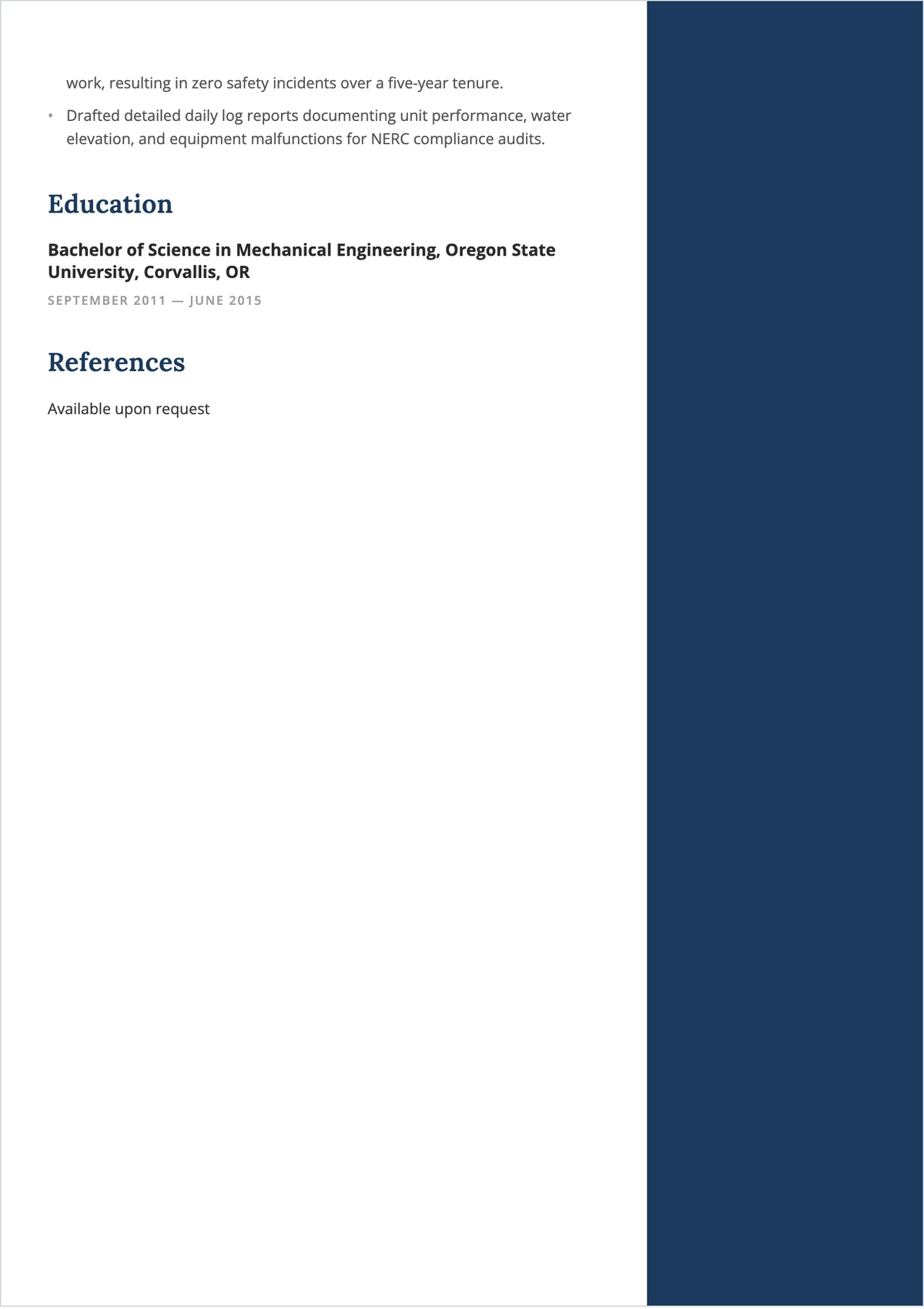 Free Hydro Plant Operator ATS Resume Template, AI Resume Builder