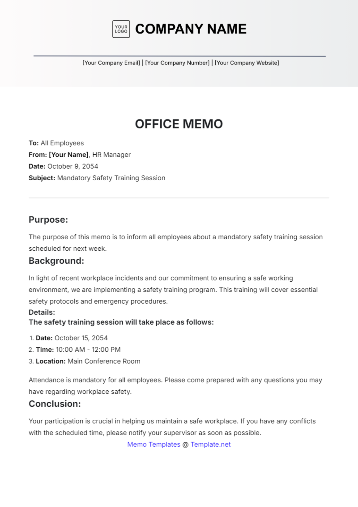 Office Memo Template - Edit Online & Download