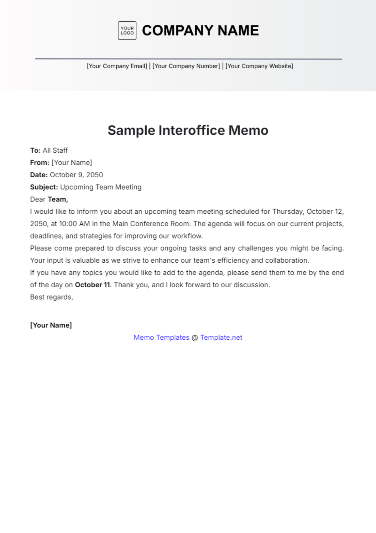 Sample Interoffice Memo Templates - Edit Online & Download