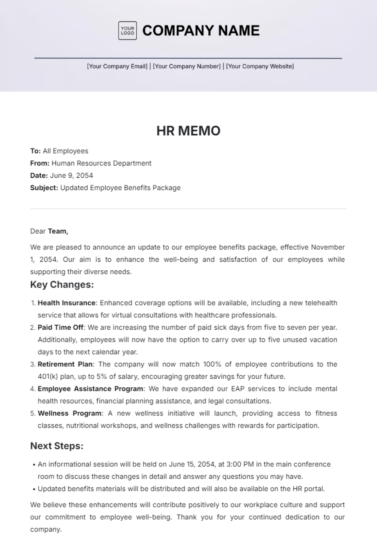 HR Memo Template - Edit Online & Download