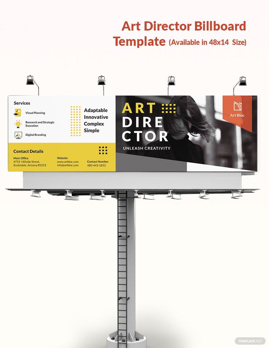 Art Director Billboard Template in Illustrator, PSD, Apple Pages, InDesign