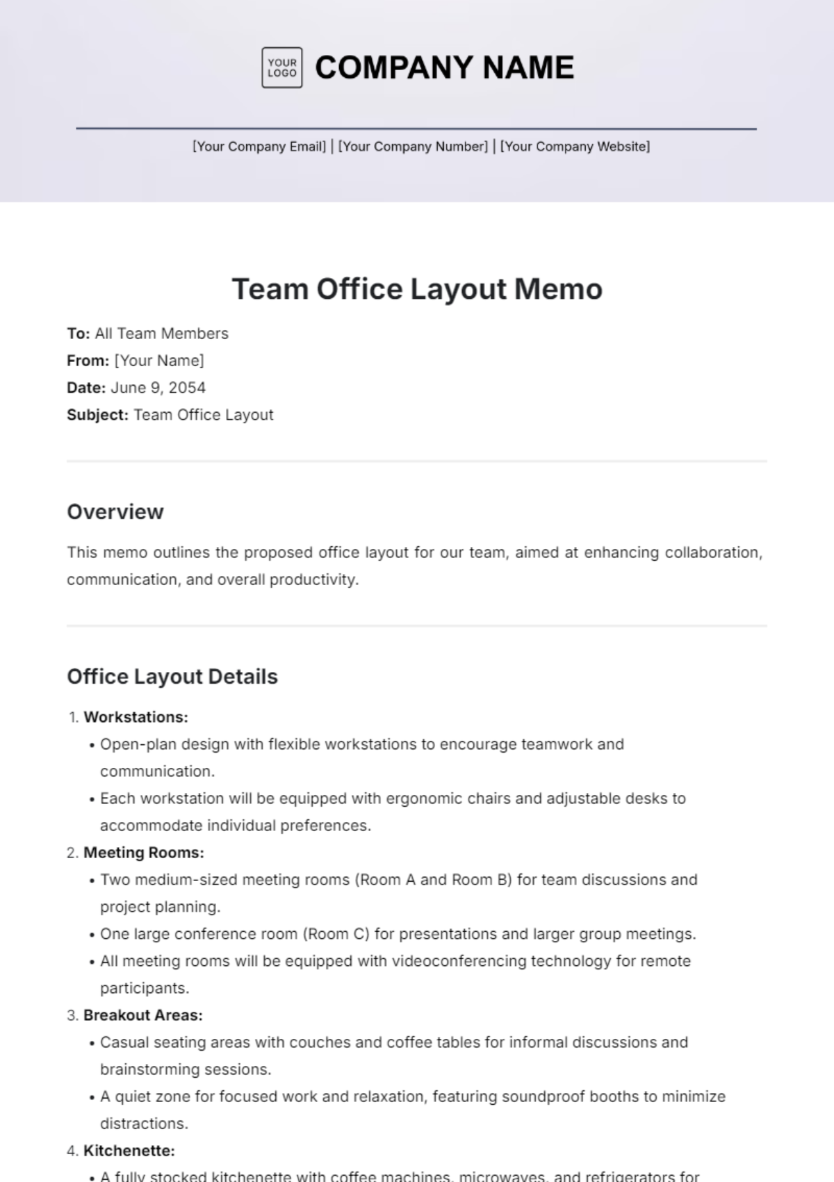 Team Office Layout Memo Template - Edit Online & Download