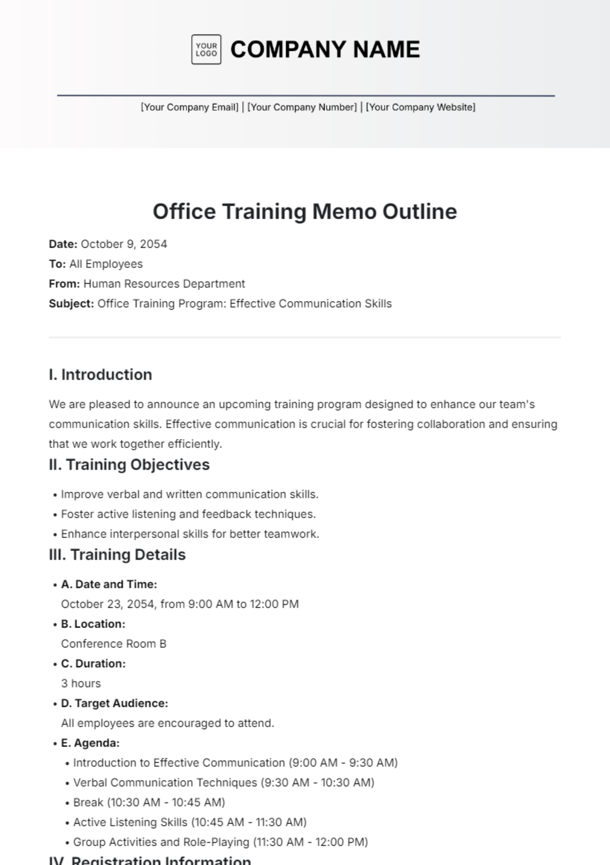 Office Training Memo Outline Template - Edit Online & Download