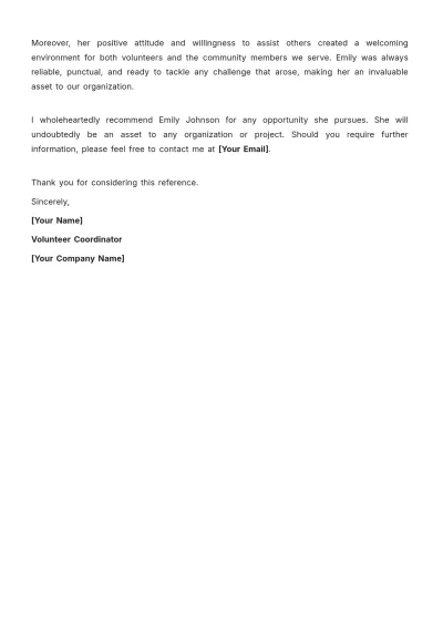 Free Volunteer Reference Letter Template to Edit Online
