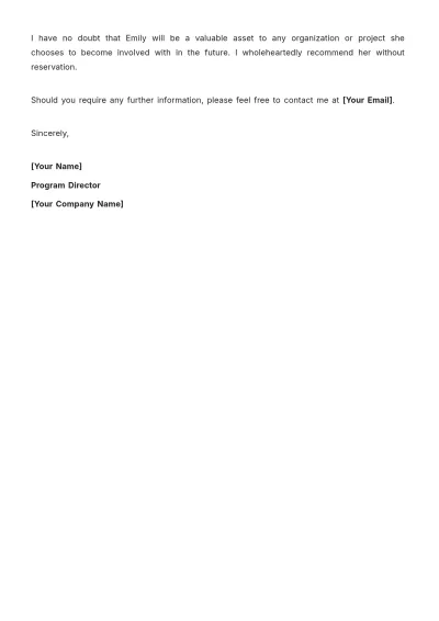 Free .Volunteer Letter of Recommendation Template to Edit Online
