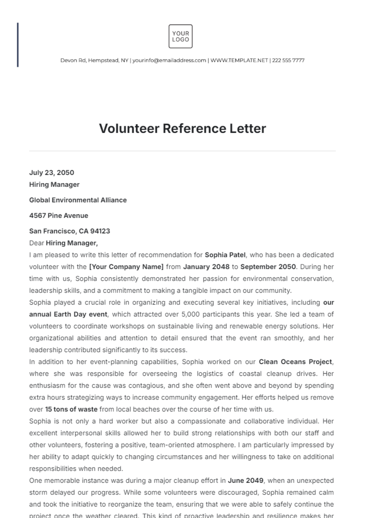 Volunteer Termination Letter Template - Edit Online & Download