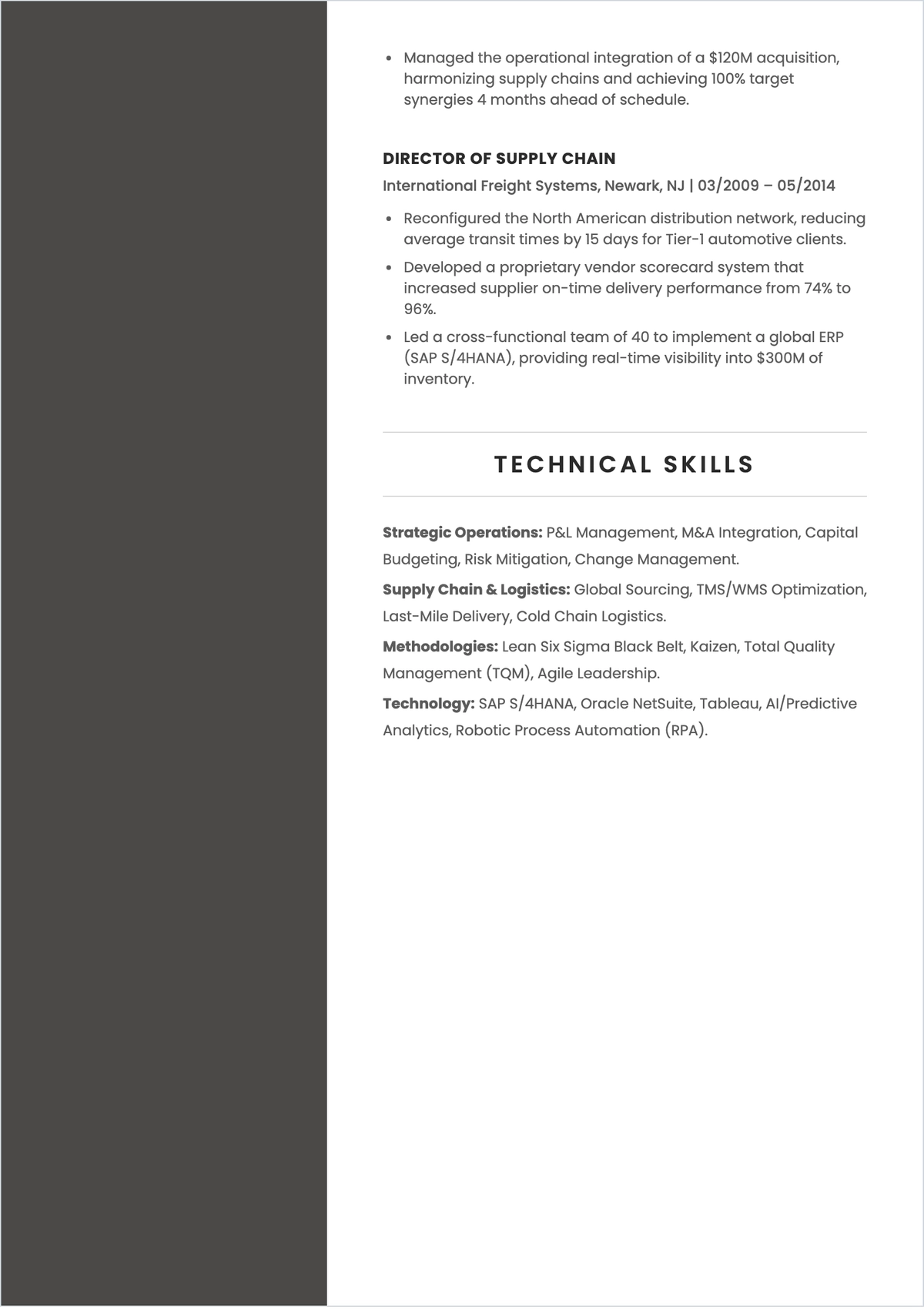 Free COO ATS Resume Template, AI Resume Builder
