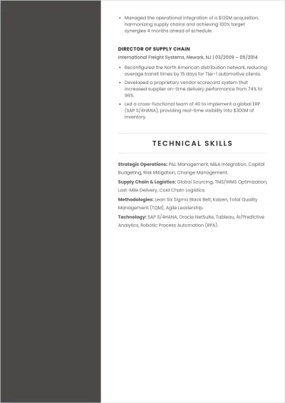 Free COO ATS Resume Template, AI Resume Builder
