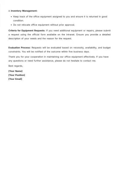 Free Office Equipment Memo Template to Edit Online