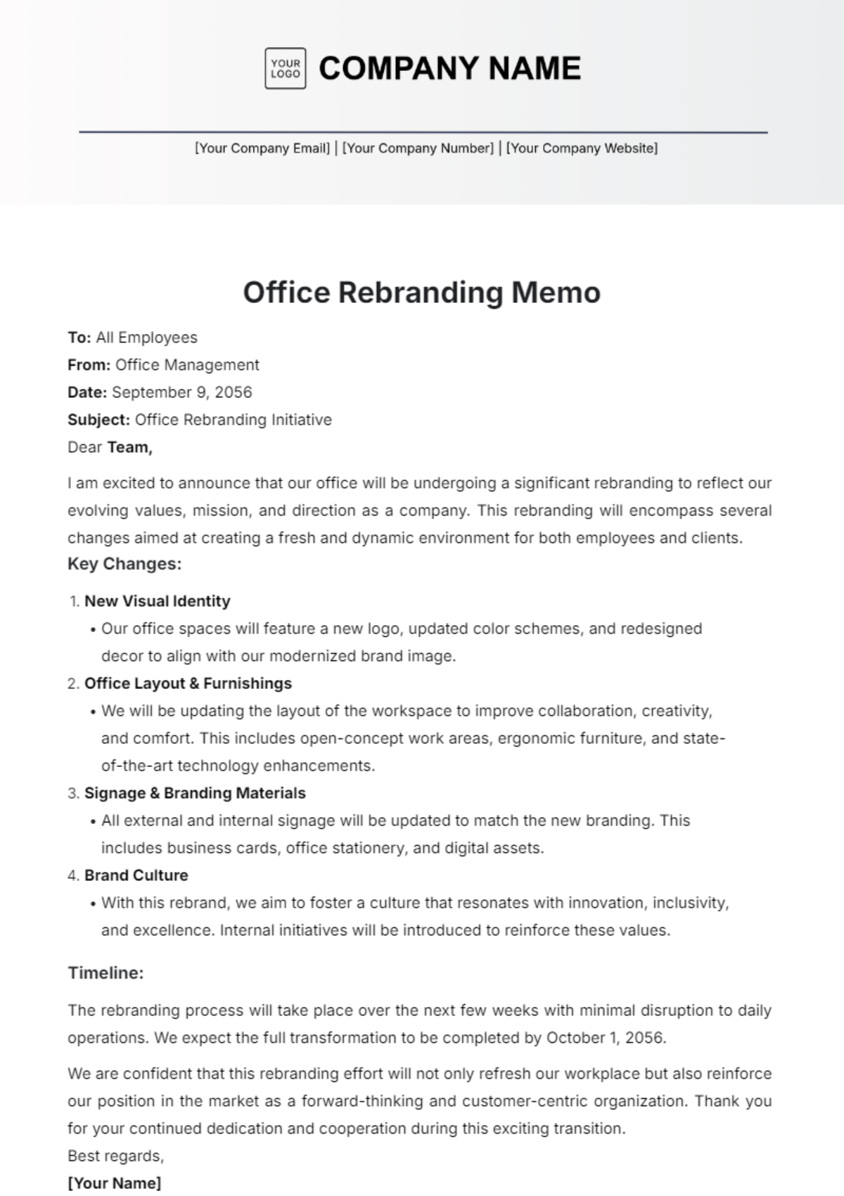 Office Rebranding Memo Template - Edit Online & Download