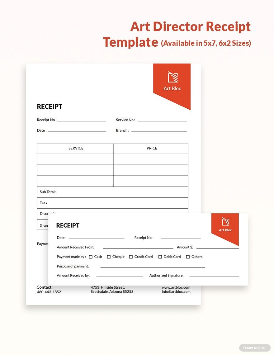 Art Director Receipt Template in Word, Illustrator, PSD, Apple Pages, Publisher, InDesign