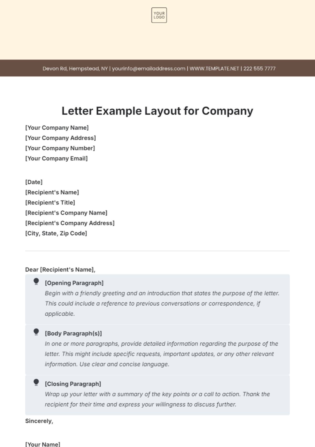 Letter Example Layout for Company Template - Edit Online & Download