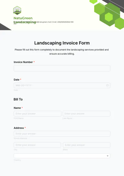 Free Landscaping Invoice Form Template to Edit Online