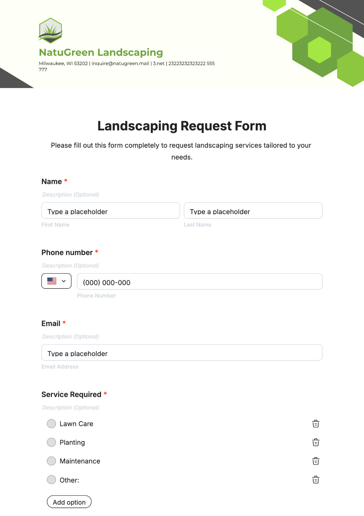 Landscaping Request Form Template - Edit Online & Download