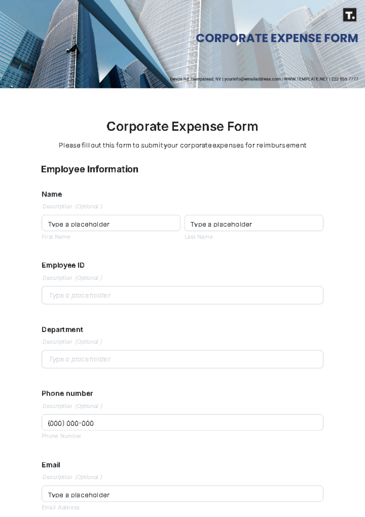 Corporate Expense Form Template - Edit Online & Download