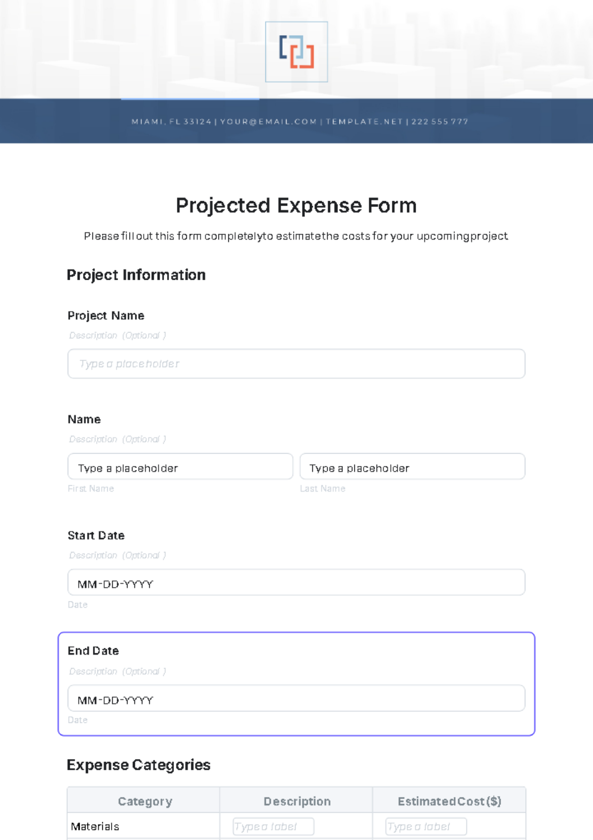 Projected Expense Form Template - Edit Online & Download