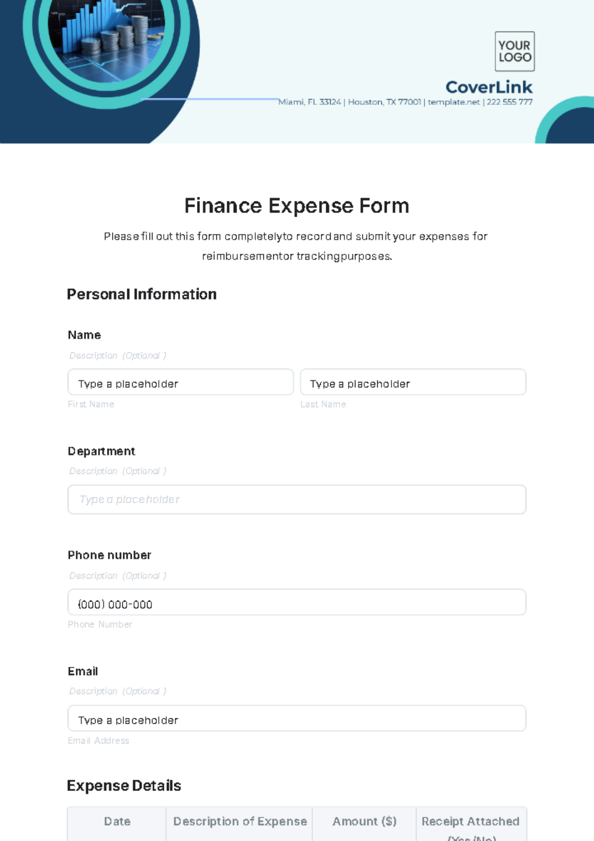 Finance Expense Form Template - Edit Online & Download