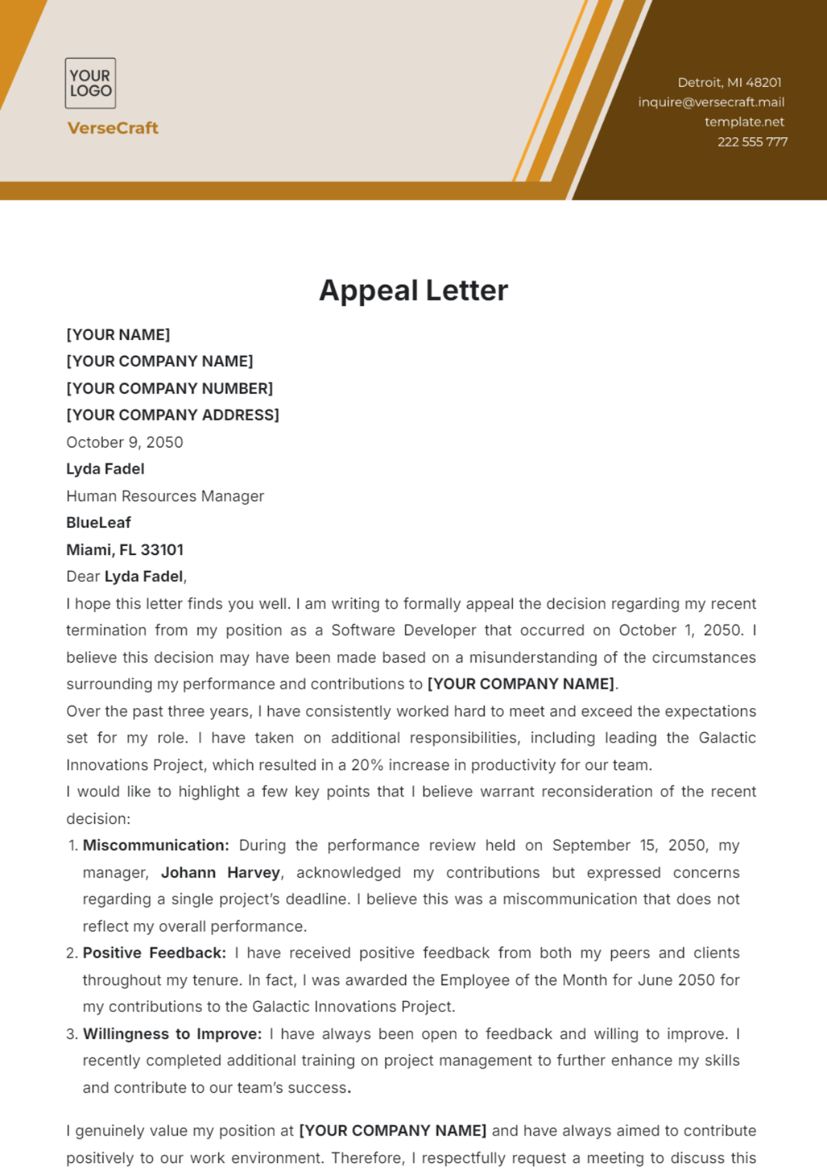 Appeal Letter Template - Edit Online & Download