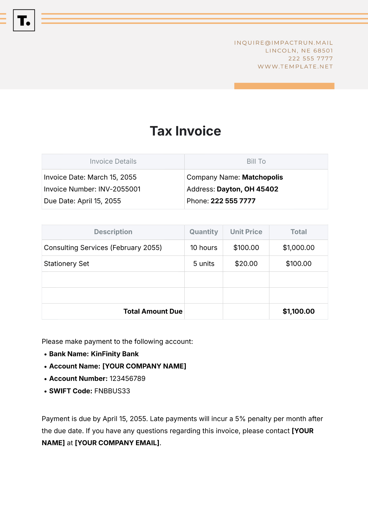 Tax Invoice Format Template - Edit Online & Download