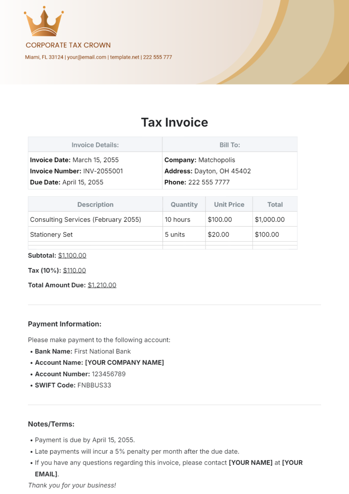 Tax Invoice Template - Edit Online & Download