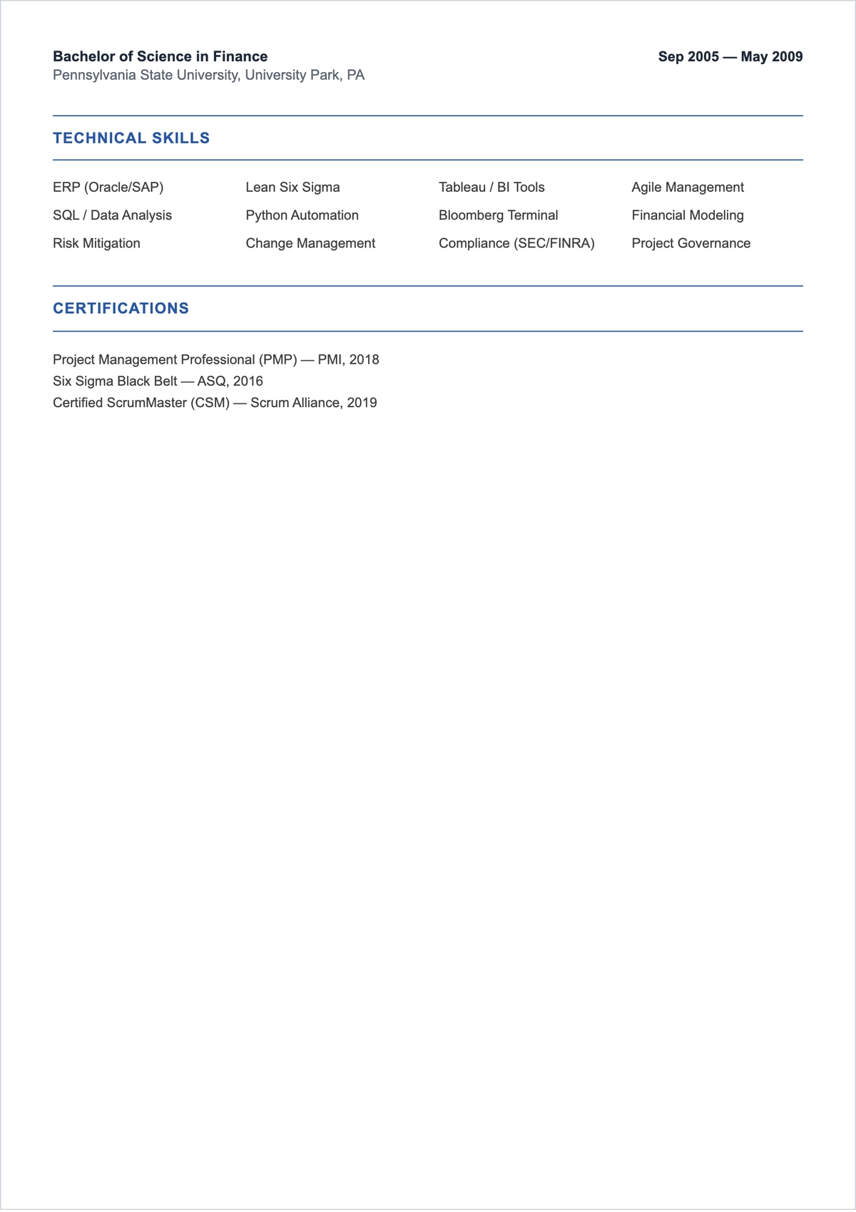 Free One-page Corporate ATS Resume Template, AI Resume Builder