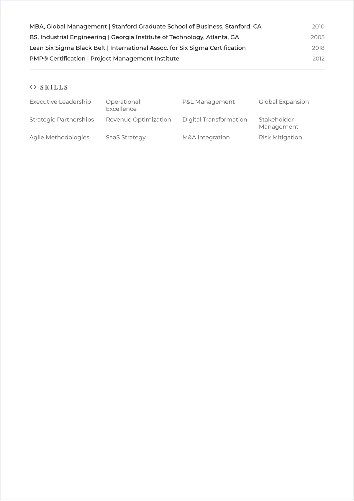 Free Corporate Executive ATS Resume Template, AI Resume Builder