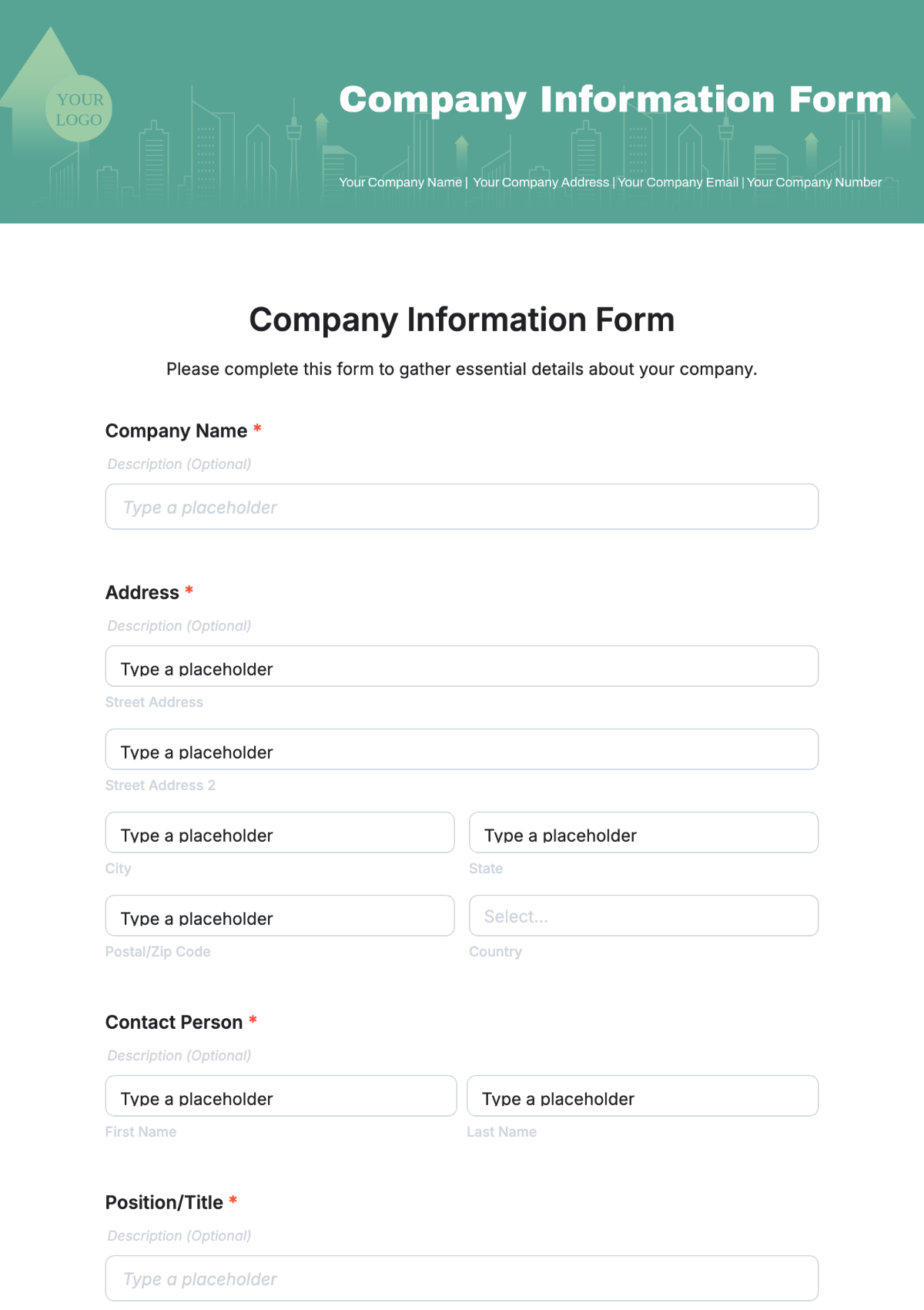 Company Information Form Template - Edit Online & Download