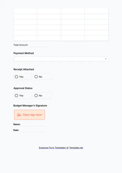 Free Budget Expense Form Template to Edit Online
