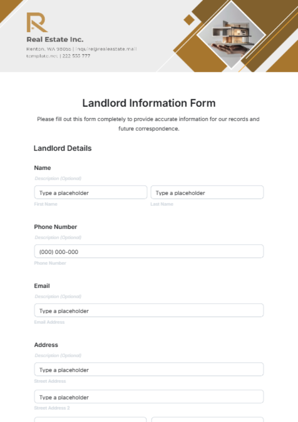 Landlord Information Form Template - Edit Online & Download