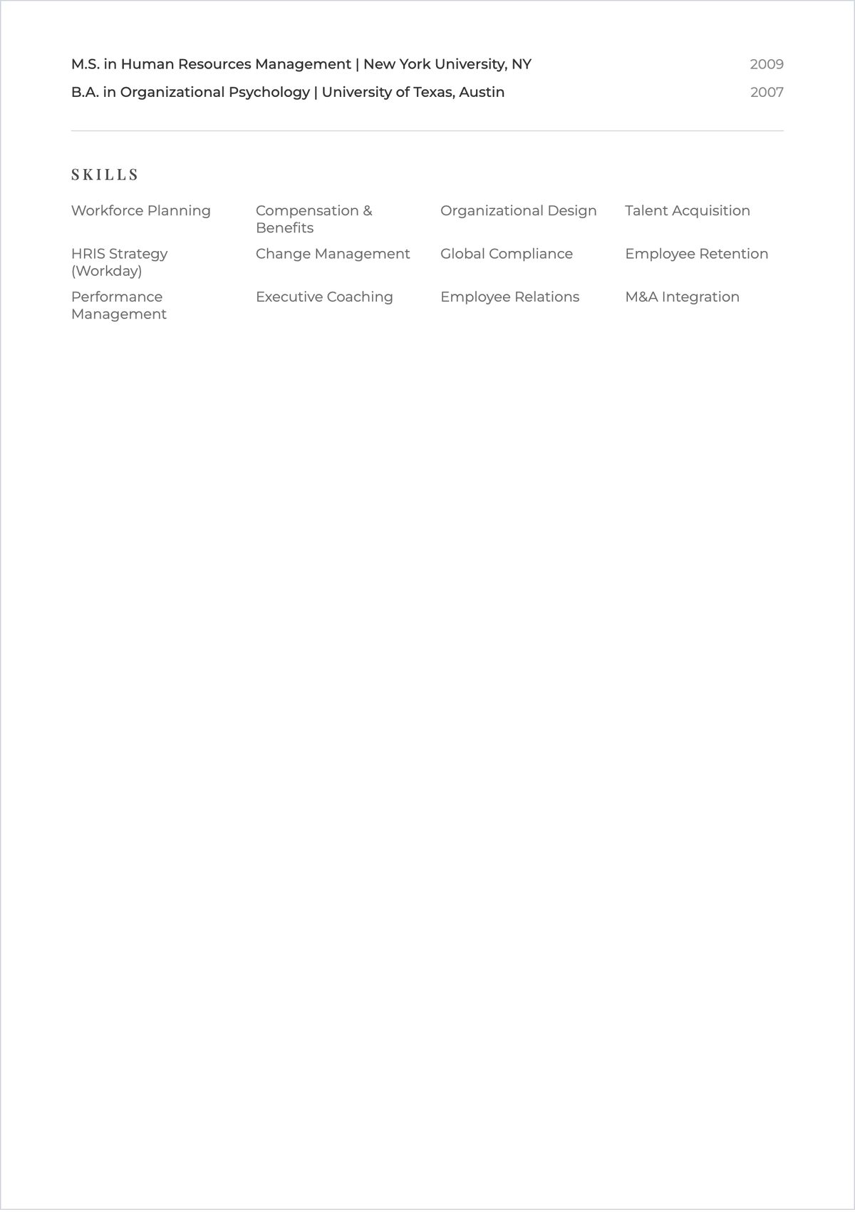 Free Senior HR Executive ATS Resume Template, AI Resume Builder