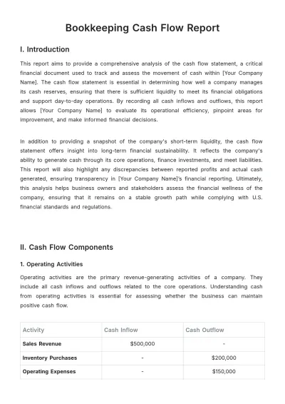 Free Bookkeeping Cash Flow Report Template to Edit Online