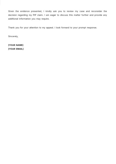 Free PIP Appeal Letter Template to Edit Online