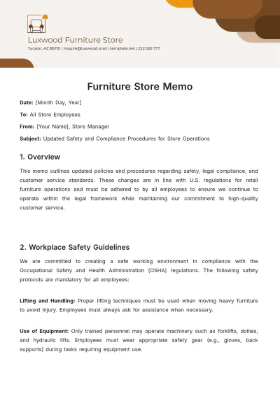 Free Furniture Store Memo Template to Edit Online